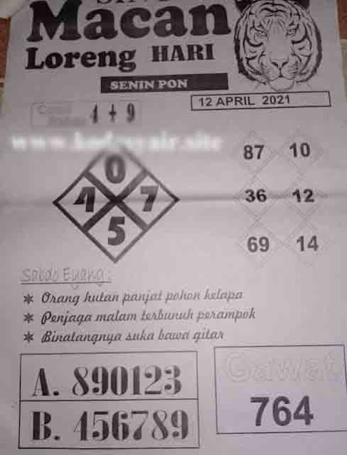 Syair SGP 12 April 2021